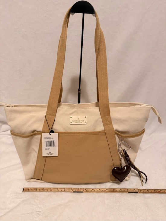 London Fog Handbags - London Fog Canvas Tote Bag in Cream and Tan